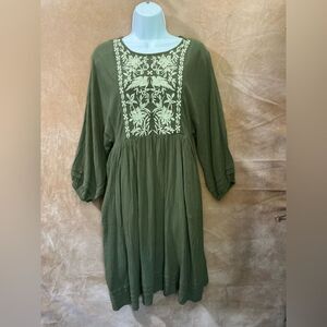 Knox Rose Forest Green Embroidered Dress
